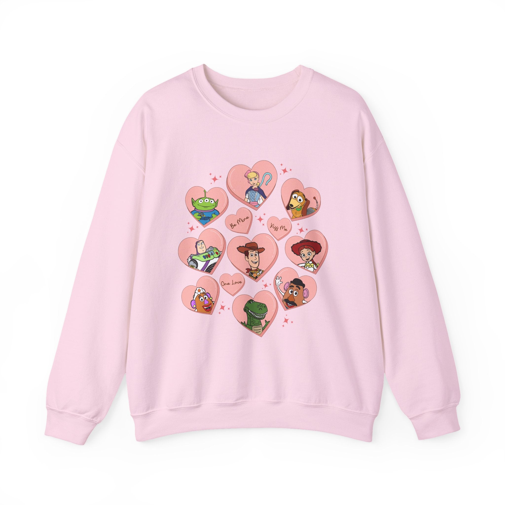 Graphic Crewneck Sweatshirt — Cute Heart Collage Character Design