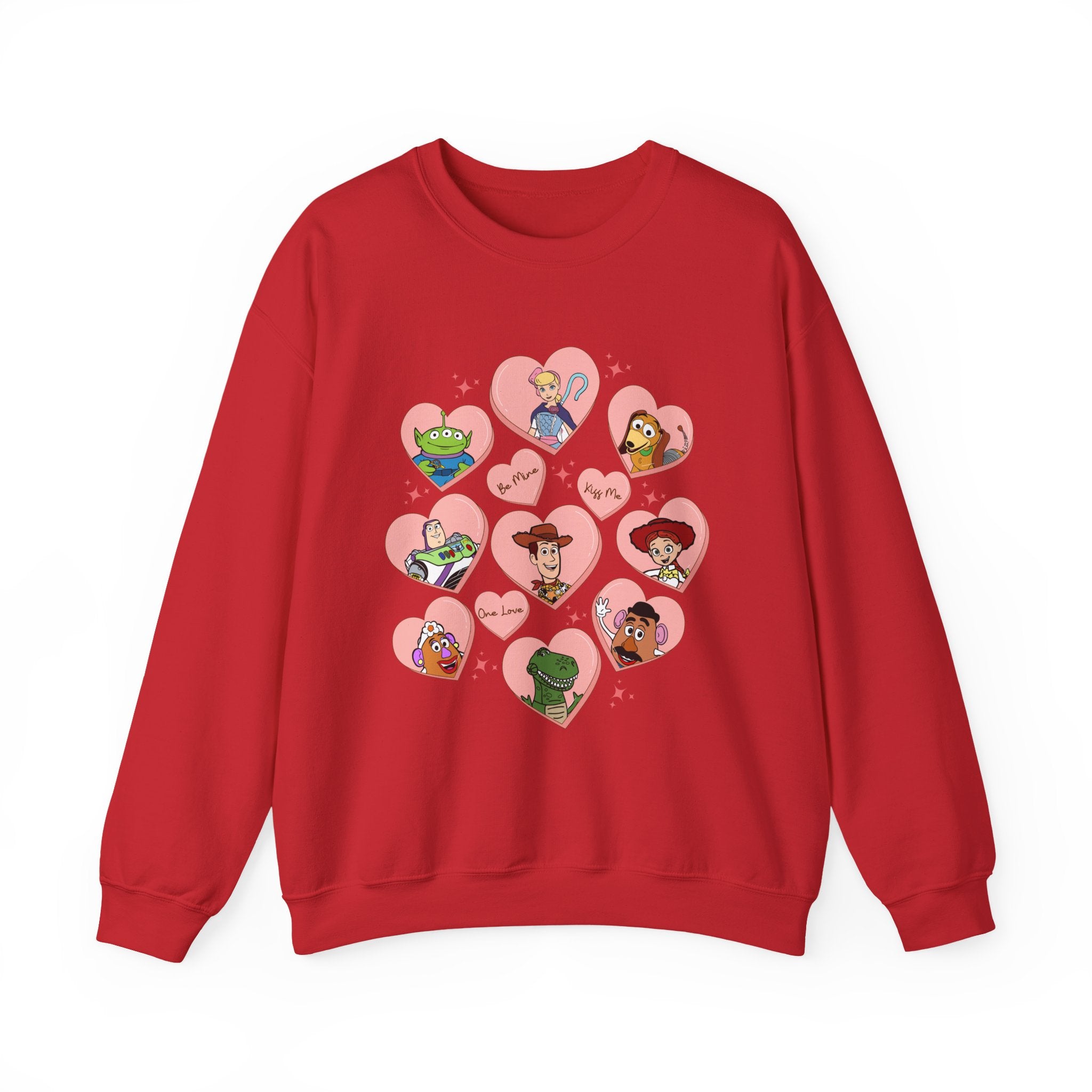 Graphic Crewneck Sweatshirt — Cute Heart Collage Character Design