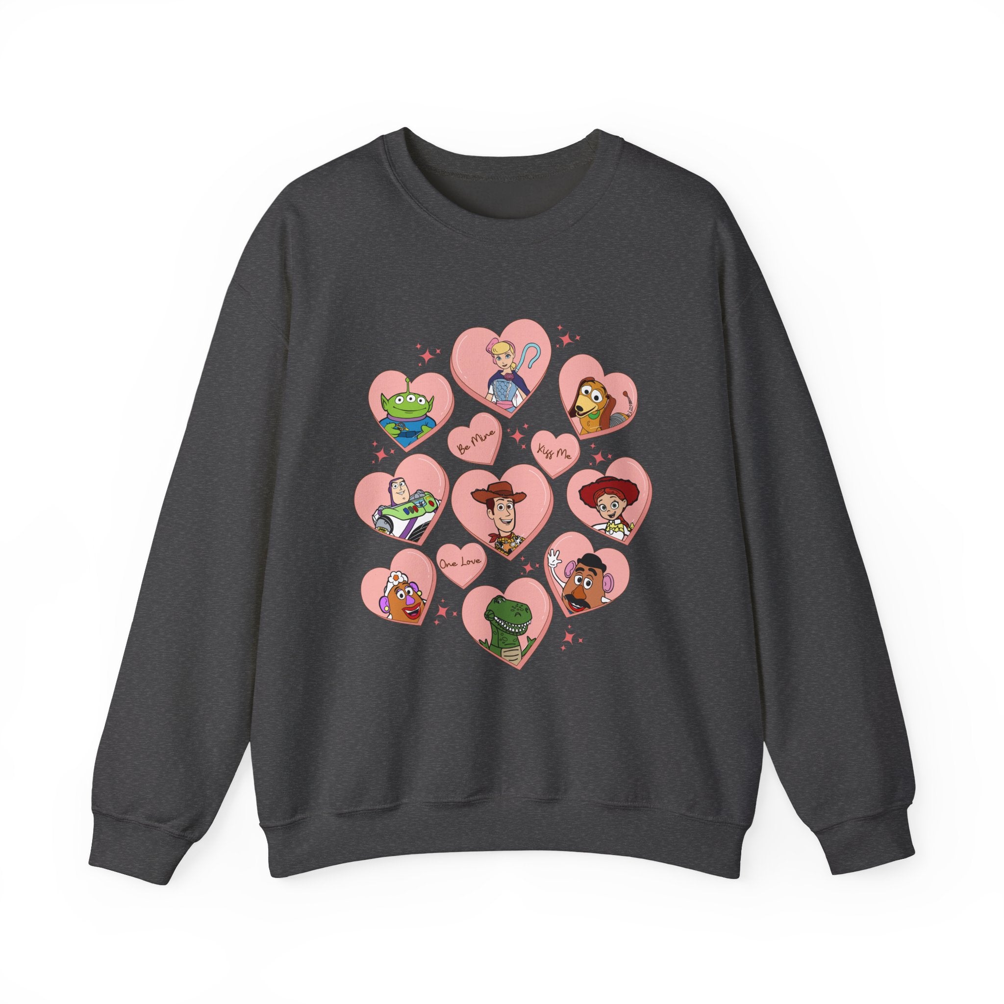 Graphic Crewneck Sweatshirt — Cute Heart Collage Character Design