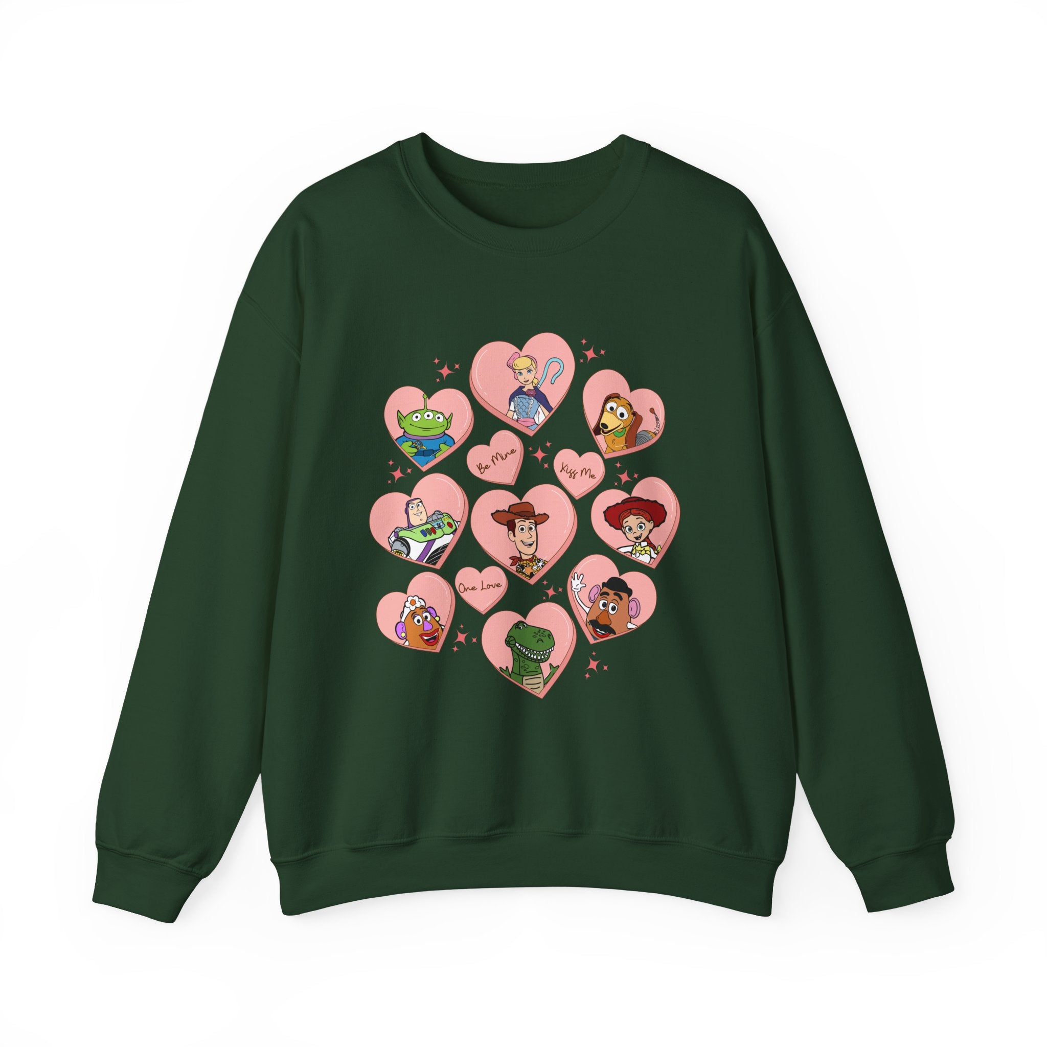 Graphic Crewneck Sweatshirt — Cute Heart Collage Character Design