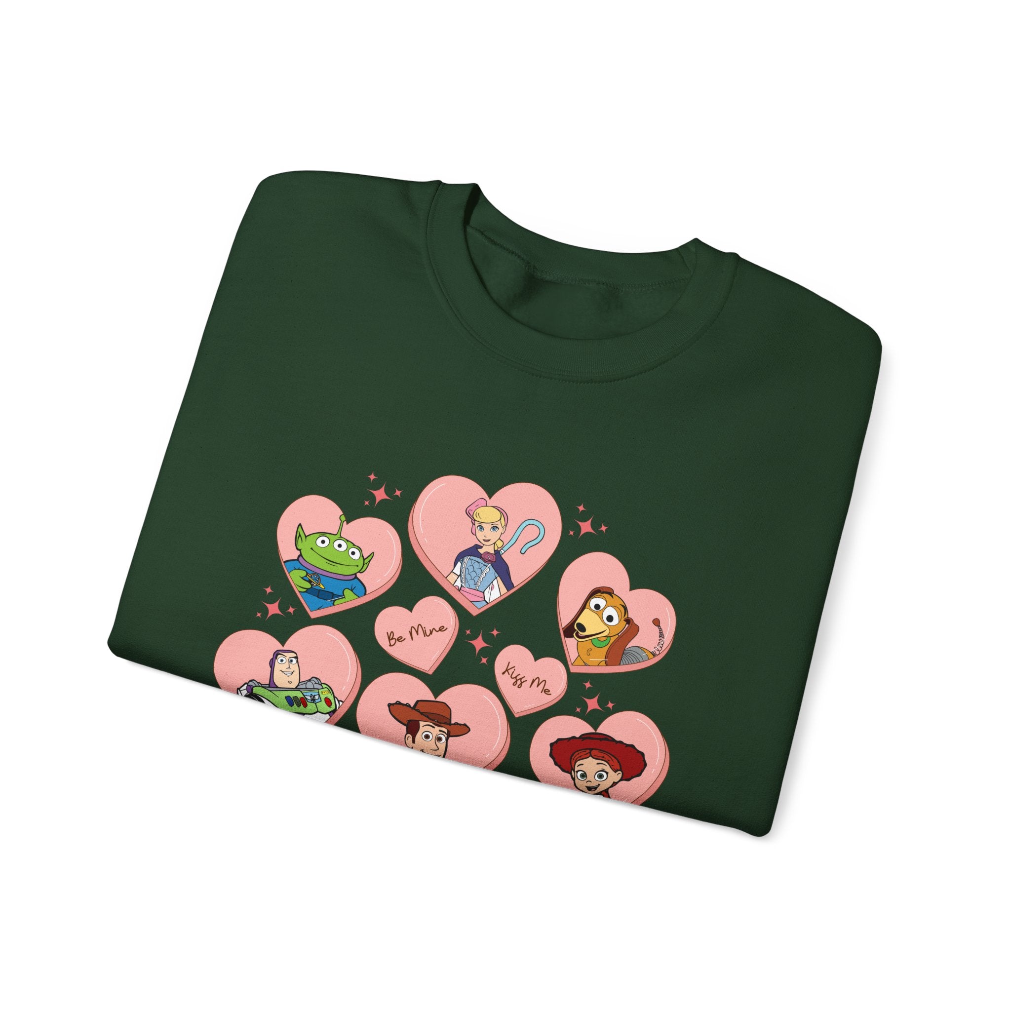Graphic Crewneck Sweatshirt — Cute Heart Collage Character Design