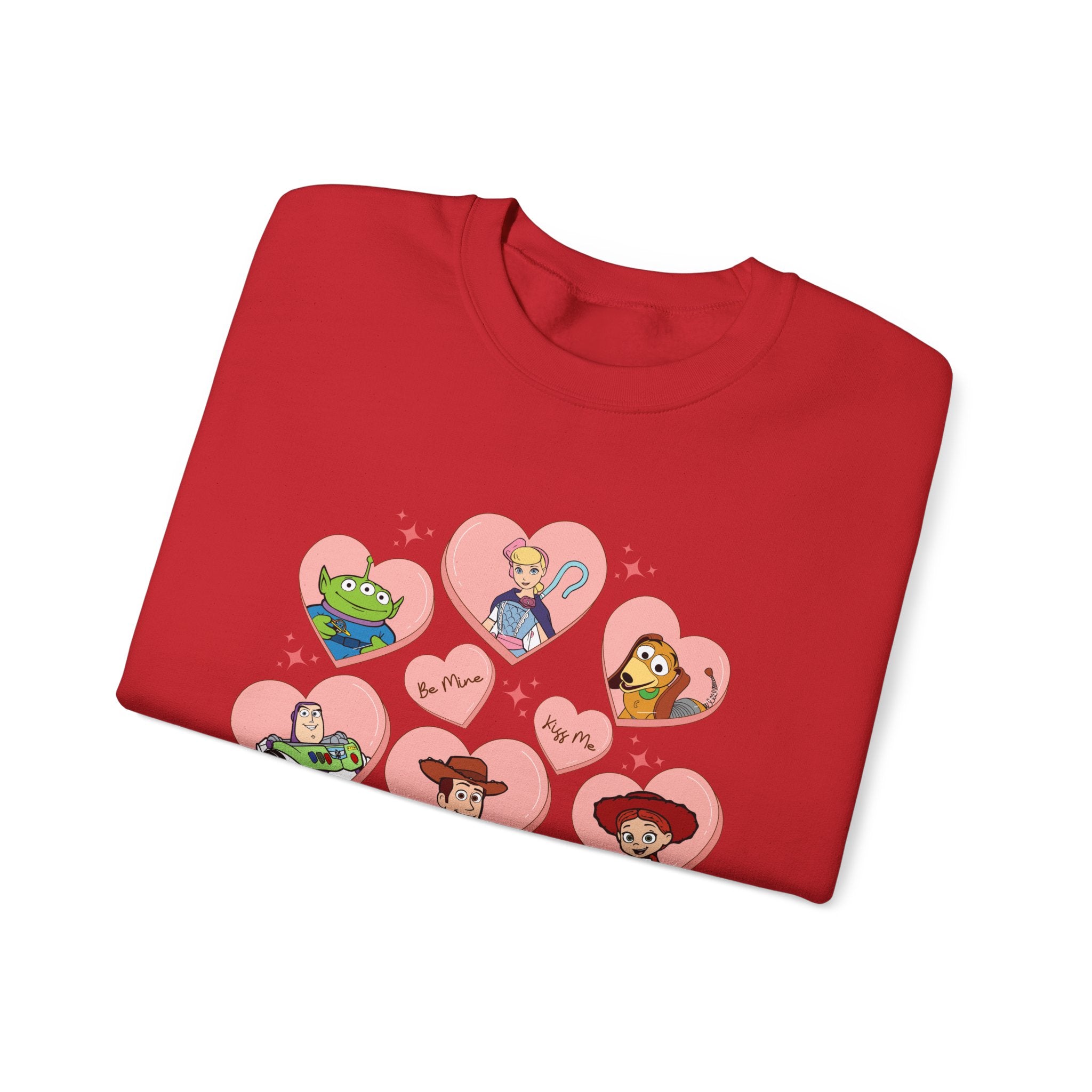 Graphic Crewneck Sweatshirt — Cute Heart Collage Character Design